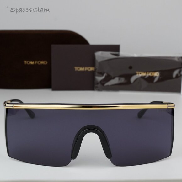 NEW Tom Ford FT0980/S 30A PAVLOS-02 Gold Grey Shield Unisex Sunglasses TF 098/S - Picture 2 of 13